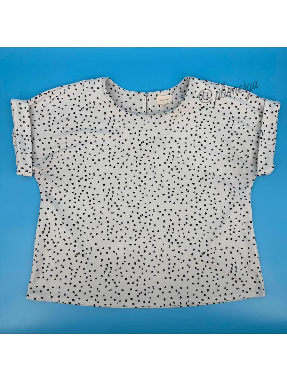 Melloday Women's Polka Dot Short Sleeve Blouse Casual Summer Feminine Size XL
